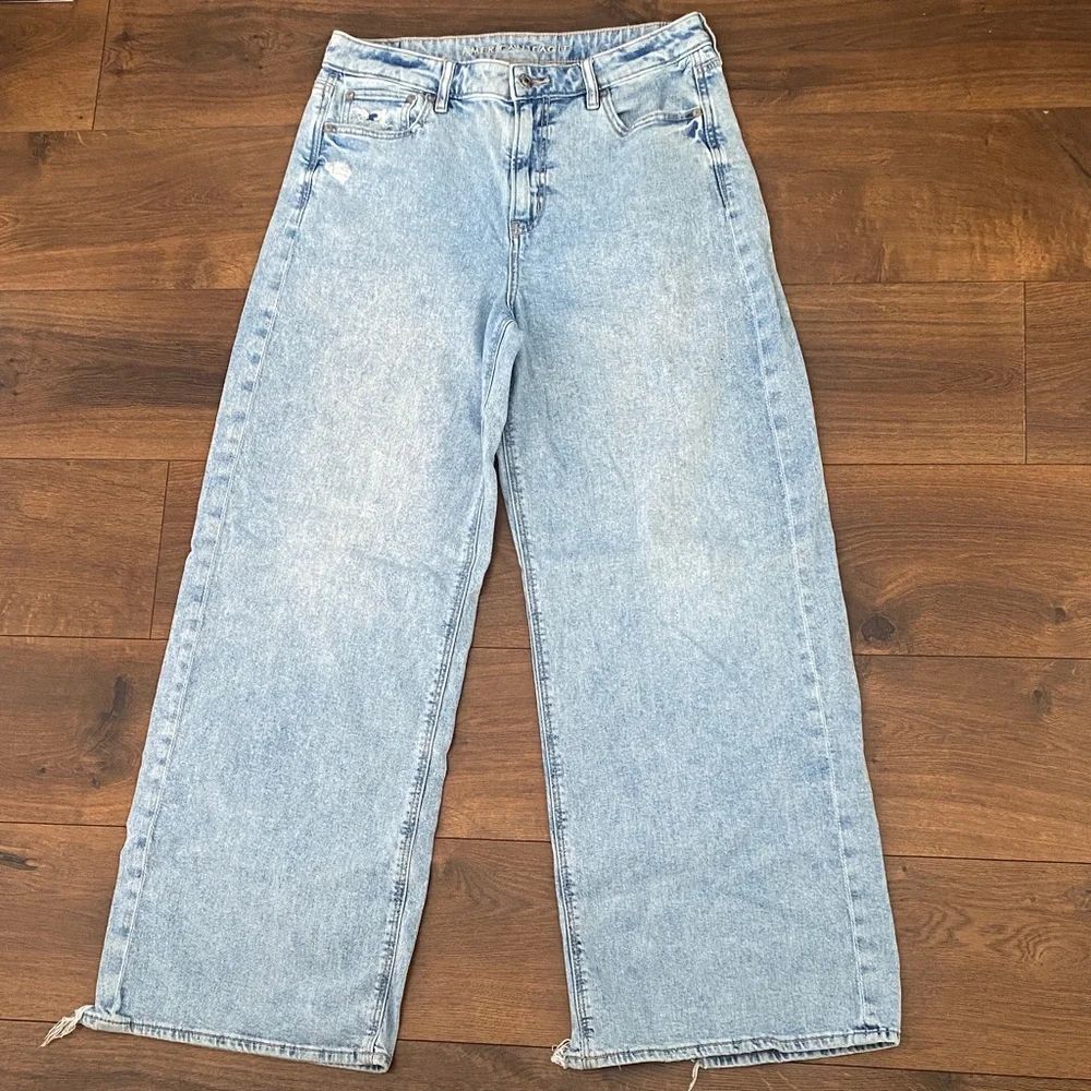 American Eagle Super High Rise Baggy Wide Leg Jeans Women’s 10 - Picture 1 of 7